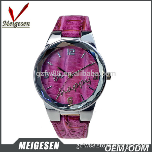 Fashion Creative Polgon Glass Pink Waterproof Quartz Crystal Watch Girls Watch
